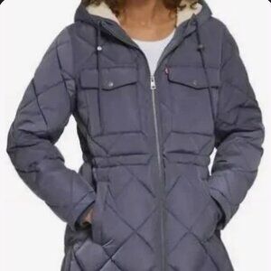 NWT - XL - Levi Strauss & Co Quilted Parka with Plush Hood